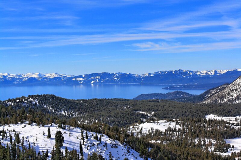 Snow-covered Mountains and Lake — Blue, Serene, Winter