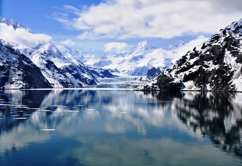 Snow-covered Mountains and Lake