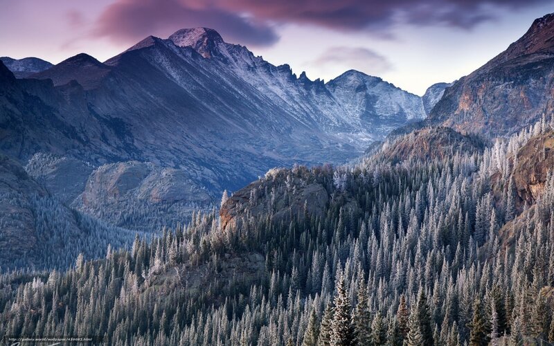 Snow-Covered Mountains at Dusk