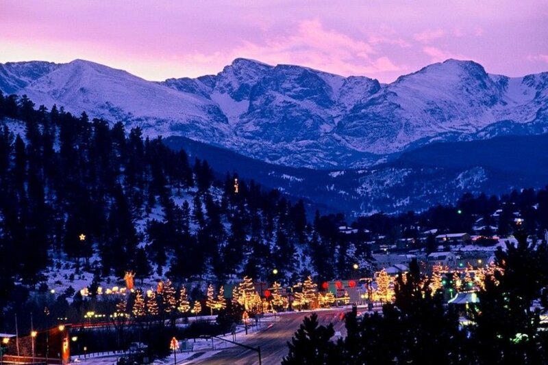 Snow-covered Mountains at Dusk — Purple