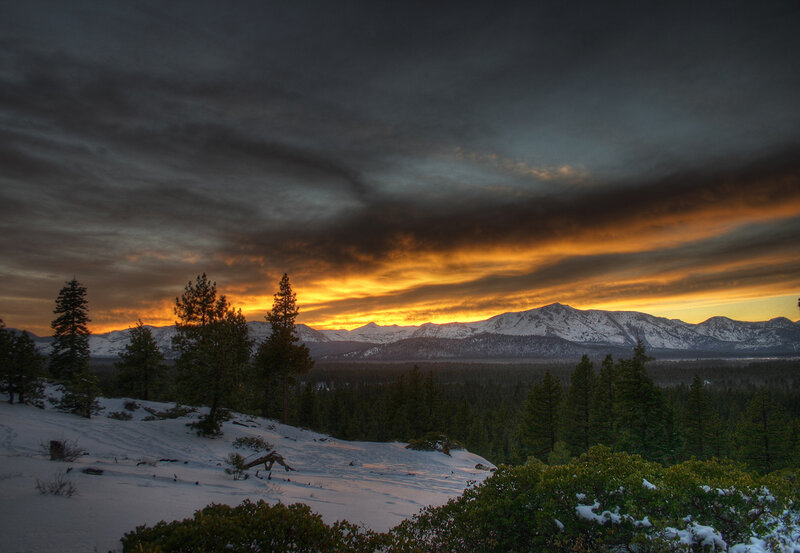 Snow-covered Mountains at Sunset