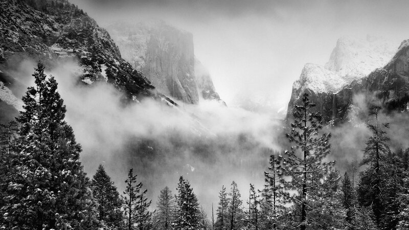 Snow-covered Mountains — Black, Dramatic, Winter