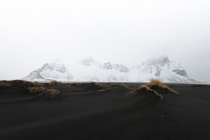 Snow-covered Mountains — Black, Misty