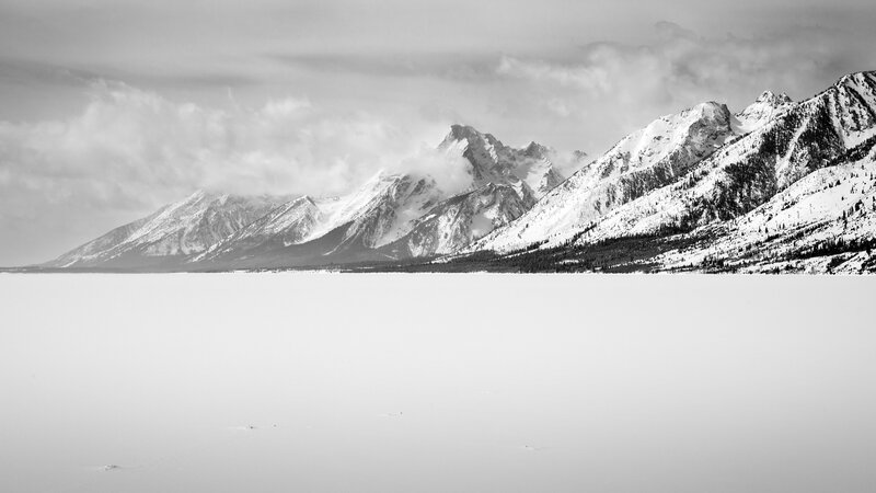 Snow-covered Mountains — Black, Serene, Winter, Photograph, Clouds