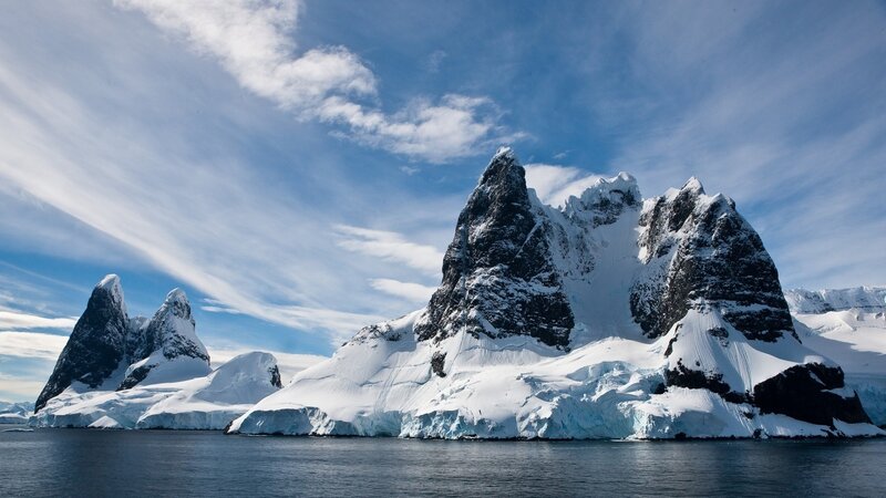 Snow-covered Mountains — Blue, Dramatic, Afternoon, Photograph, Ice, Sky, Water, White