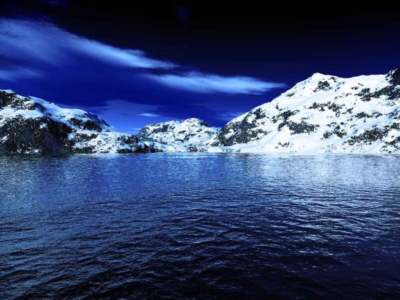 Snow-covered Mountains — Blue, Dramatic, Night, Photograph