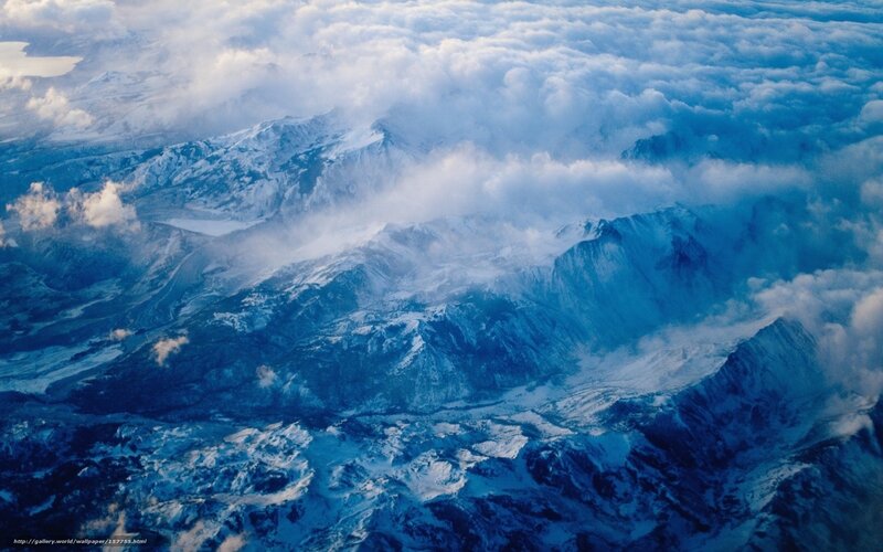 Snow-covered Mountains — Blue, Dramatic, Photograph, Clouds