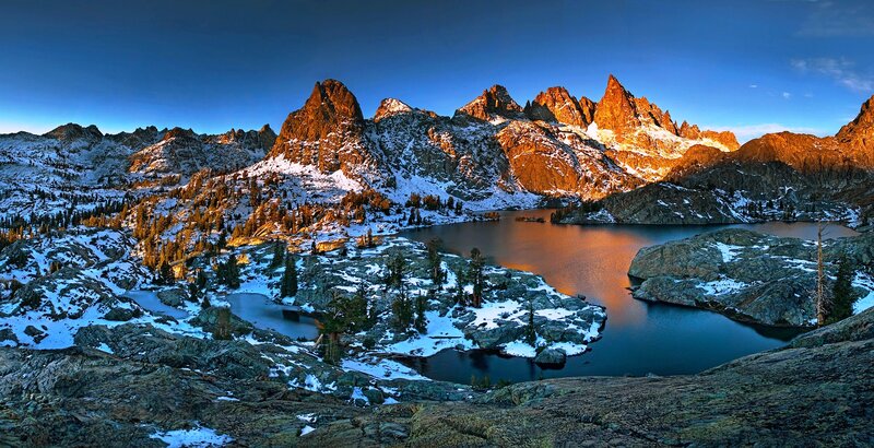 Snow-covered Mountains — Blue, Dramatic, Sunrise, Photograph, Lakes