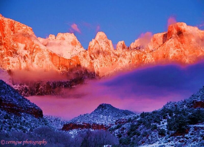 Snow-covered Mountains — Blue, Dramatic, Sunrise