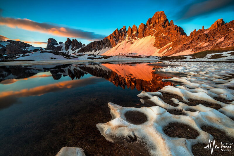 Snow-covered Mountains — Blue, Dramatic, Sunset, Photograph, Lake, Snow