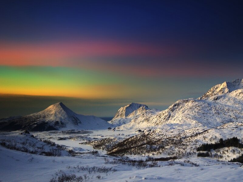 Snow-covered Mountains — Blue, Dramatic, Sunset, Photograph, Sky, Snow