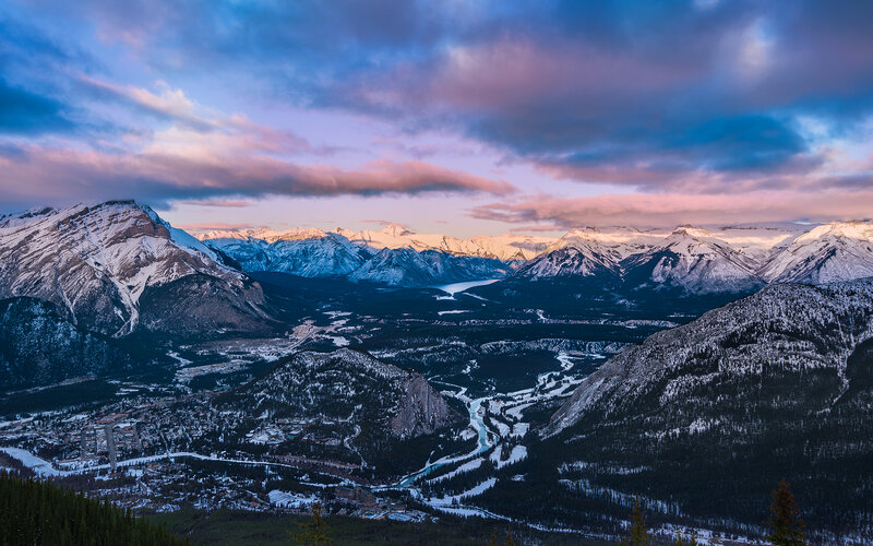 Snow-covered Mountains — Blue, Dramatic, Sunset, Photograph, Valley