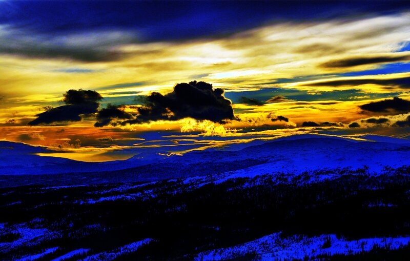 Snow-covered Mountains — Blue, Dramatic, Sunset