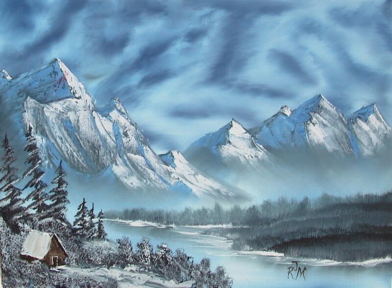 Snow-covered Mountains — Blue, Dramatic