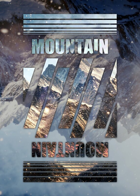 Snow-covered Mountains — Blue, Dramatic, Winter, Digital Art, Snow