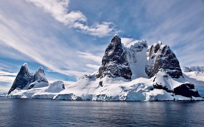 Snow-covered Mountains — Blue, Dramatic, Winter, Photograph, Ice, Sea