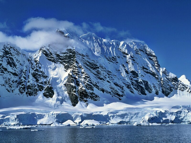 Snow-covered Mountains — Blue, Dramatic, Winter, Photograph, Icebergs