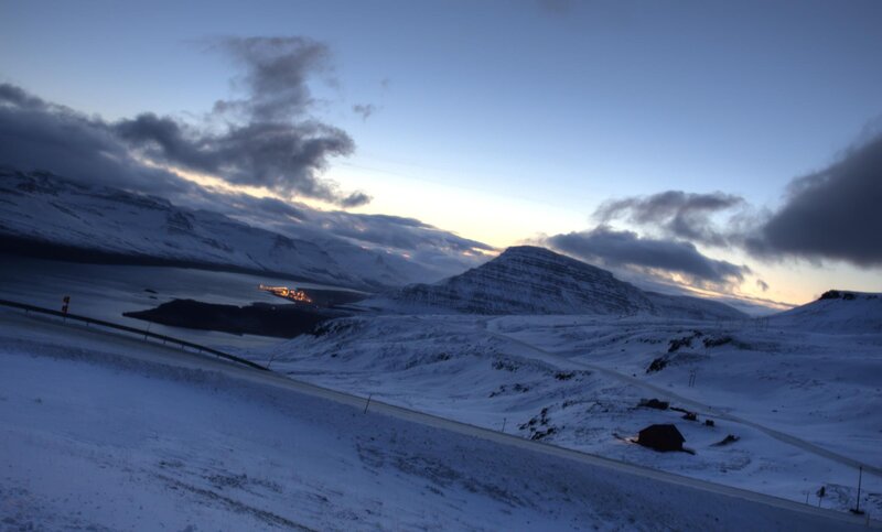 Snow-covered Mountains — Blue, Dramatic, Winter, Photograph, Road