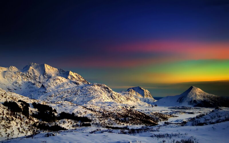 Snow-covered Mountains — Blue, Dramatic, Winter, Photograph, Sky, Forest