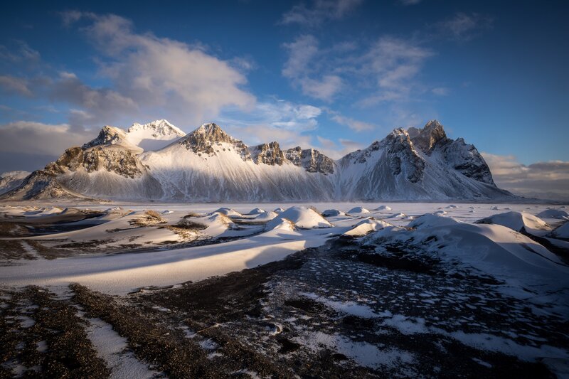 Snow-covered Mountains — Blue, Dramatic, Winter, Photograph, Snow, Sky