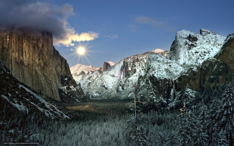 Snow-covered Mountains — Blue, Dramatic, Winter, Photograph, Sun