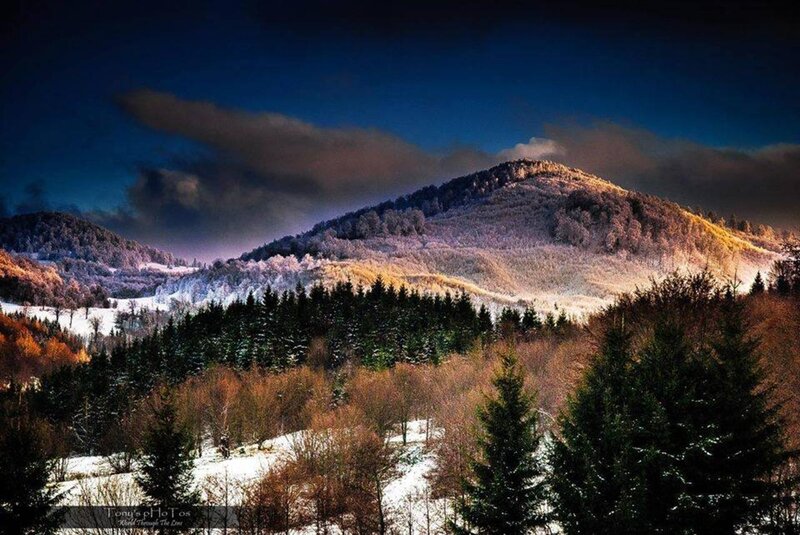 Snow-covered Mountains — Blue, Dramatic, Winter, Photograph, Trees, Forest