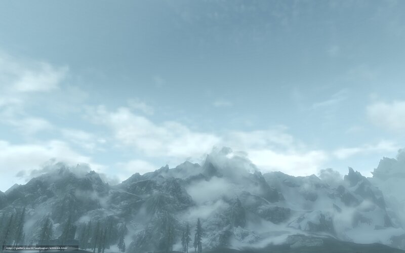 Snow-covered Mountains — Blue, Misty