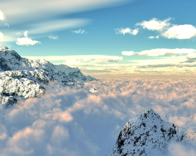 Snow-covered Mountains — Blue, Morning