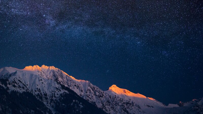 Snow-covered Mountains — Blue, Orange