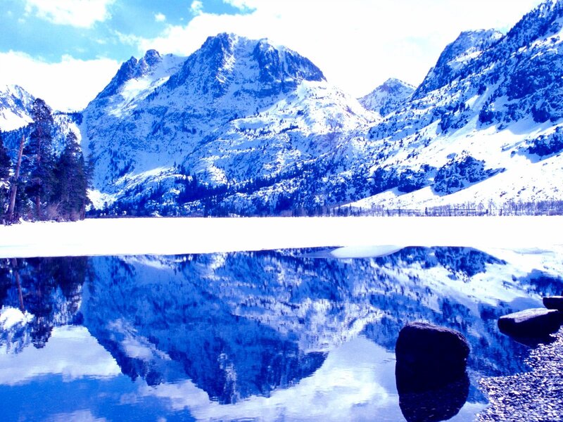 Snow-covered Mountains — Blue, Rocks