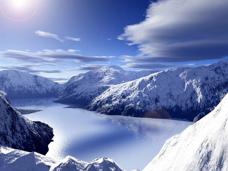 Snow-covered Mountains — Blue, Serene, Afternoon, 3d Render