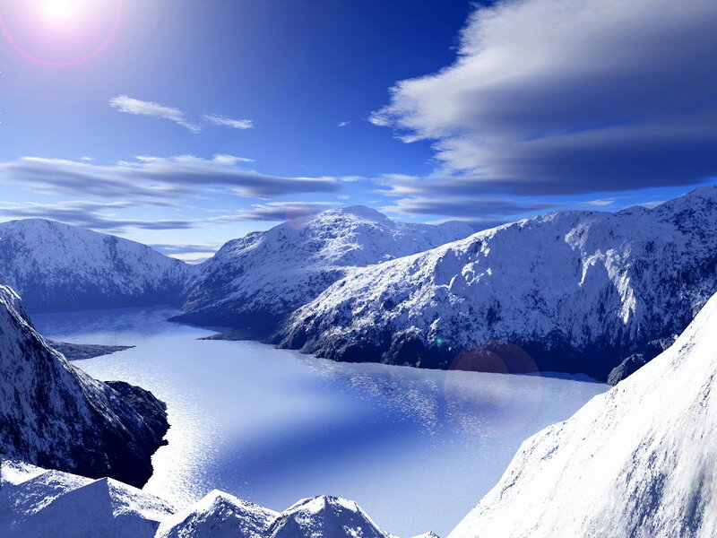 Snow-covered Mountains — Blue, Serene, Afternoon, Digital Art