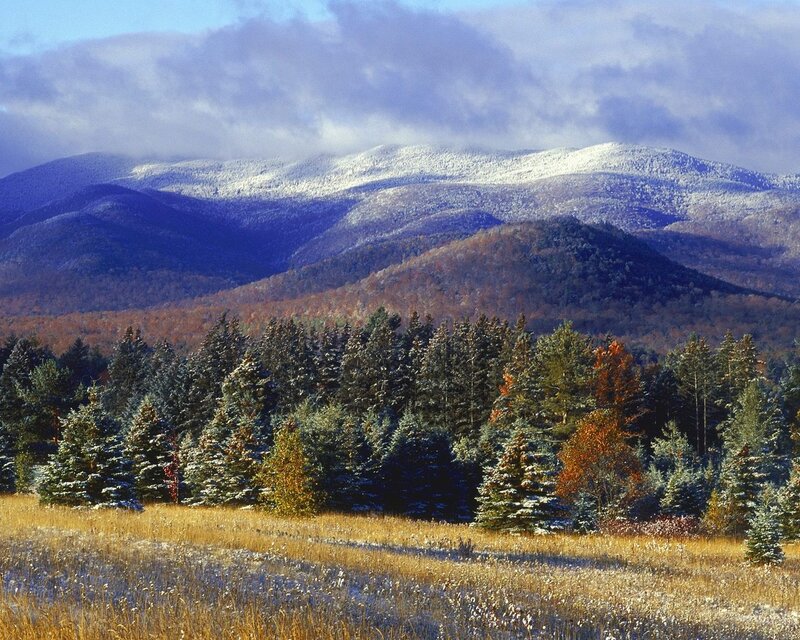 Snow-covered Mountains — Blue, Serene, Autumn