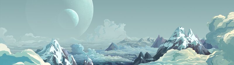 Snow-covered Mountains — Blue, Serene, Digital Art