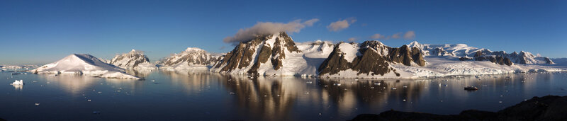 Snow-covered Mountains — Blue, Serene, Morning, Photograph, Icebergs