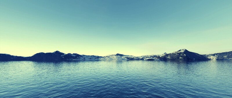 Snow-covered Mountains — Blue, Serene, Morning, Photograph, Water