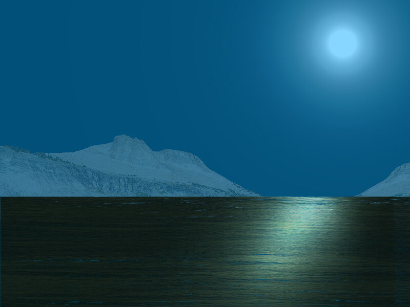 Snow-covered Mountains — Blue, Serene, Night, 3d Render