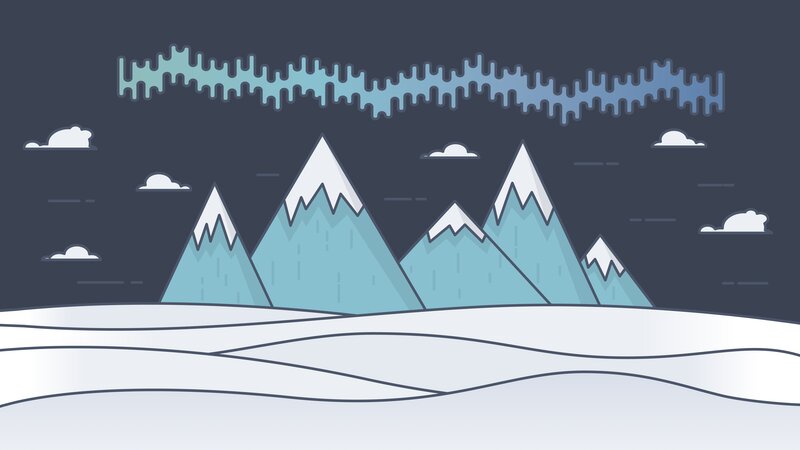Snow-covered Mountains — Blue, Serene, Night, Vector Art