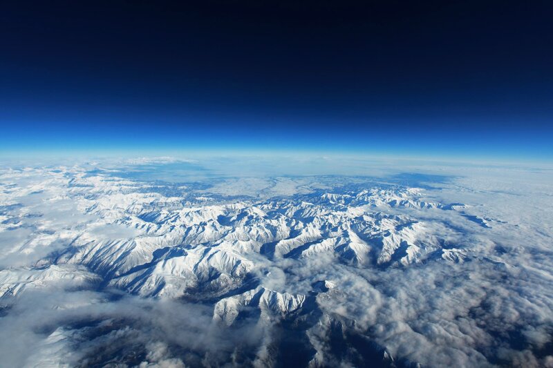 Snow-covered Mountains — Blue, Serene, Photograph, Clouds