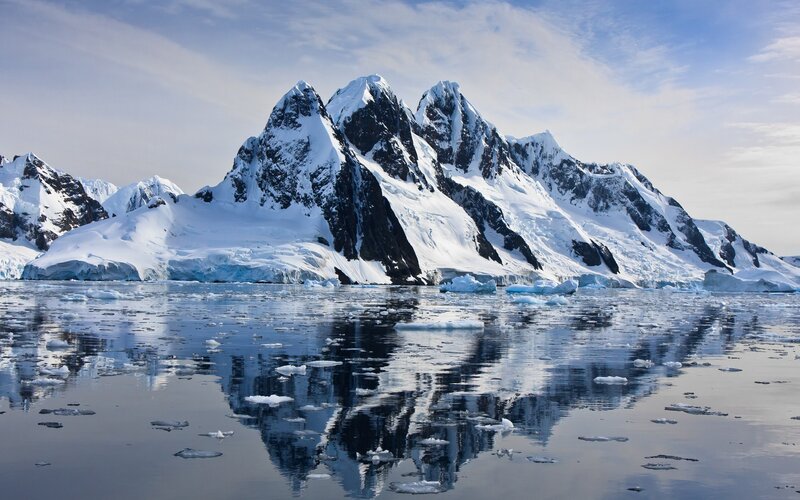 Snow-covered Mountains — Blue, Serene, Photograph, Icebergs