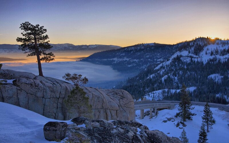 Snow-covered Mountains — Blue, Serene, Sunrise, Photograph, Pine Tree