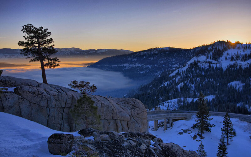 Snow-covered Mountains — Blue, Serene, Sunrise