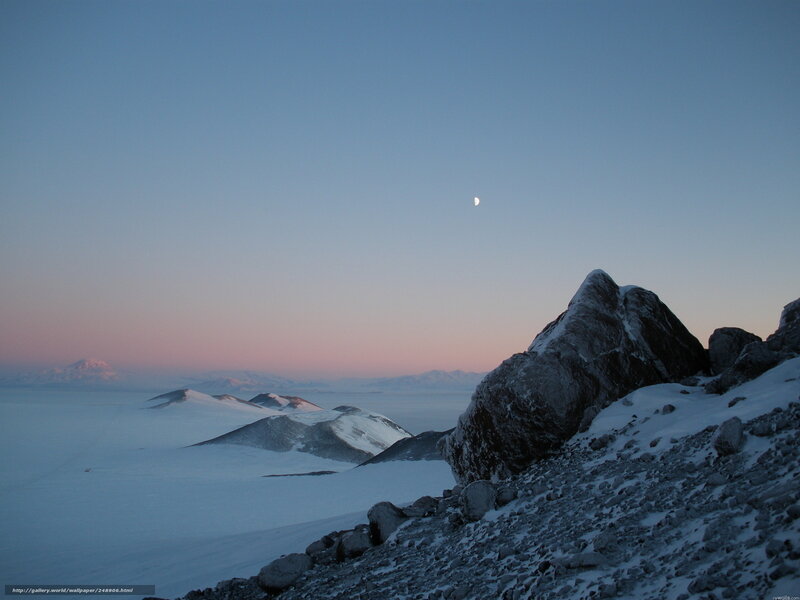 Snow-covered Mountains — Blue, Serene, Sunset, Photograph, Moon