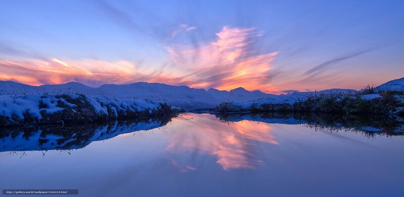 Snow-covered Mountains — Blue, Serene, Sunset, Photograph, Sky