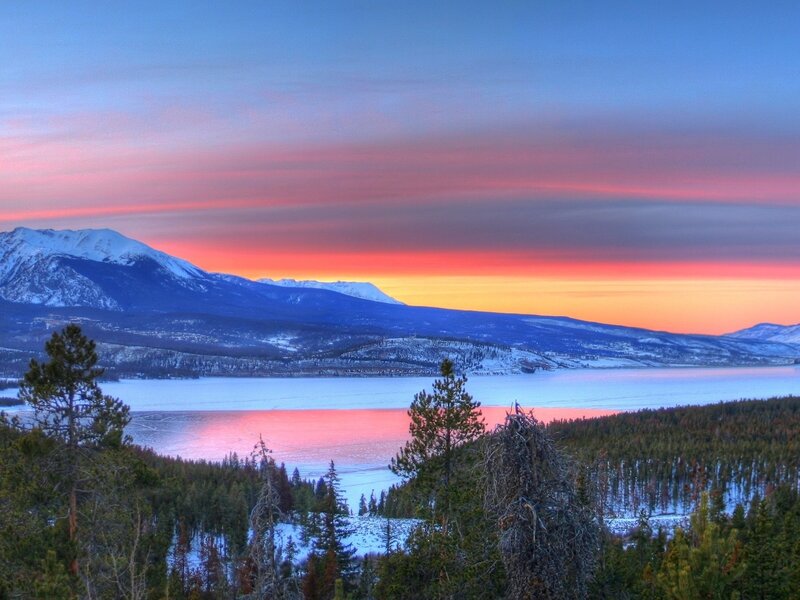 Snow-covered Mountains — Blue, Serene, Sunset