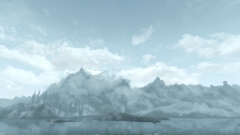 Snow-covered Mountains — Blue, Serene, Winter, 3d Render, Lake, Clouds