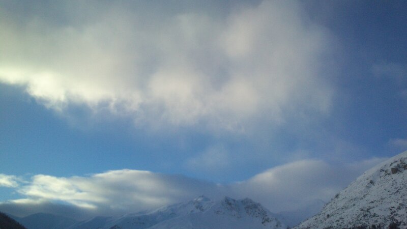 Snow-covered Mountains — Blue, Serene, Winter, Photograph, Clouds, Sky
