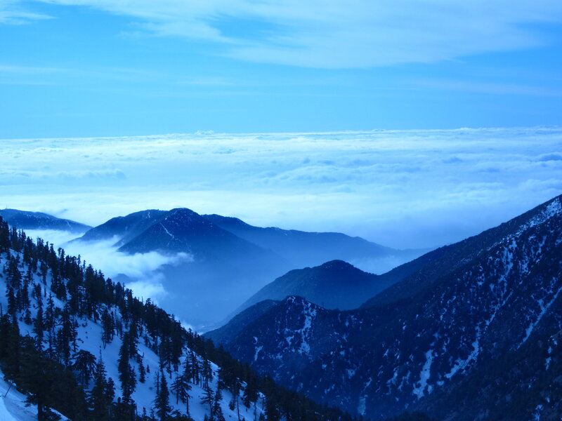 Snow-covered Mountains — Blue, Serene, Winter, Photograph, Clouds