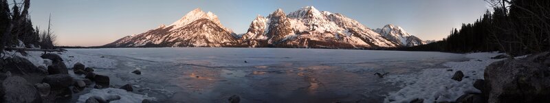 Snow-covered Mountains — Blue, Serene, Winter, Photograph, Frozen Lake