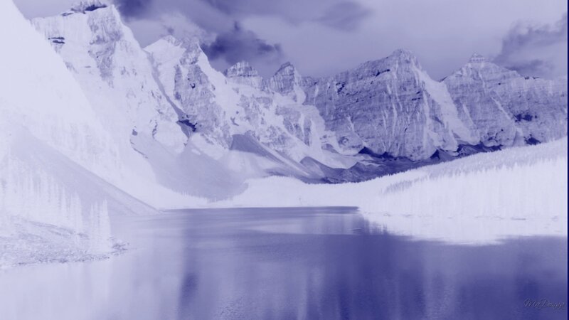 Snow-covered Mountains — Blue, Serene, Winter, Photograph, Lake, Forest, Sky, White, Mcdowell
